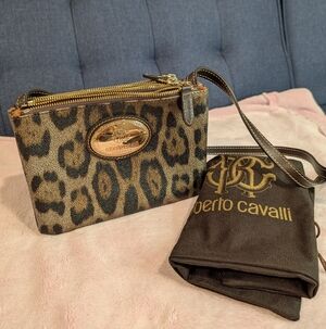 Roberto Cavalli Leopard Print Crossbody Bag